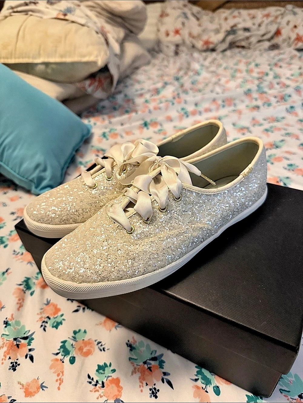 Keds x Kate Spade New York Champion Glitter Sneakers Glitter Ribbon Lace